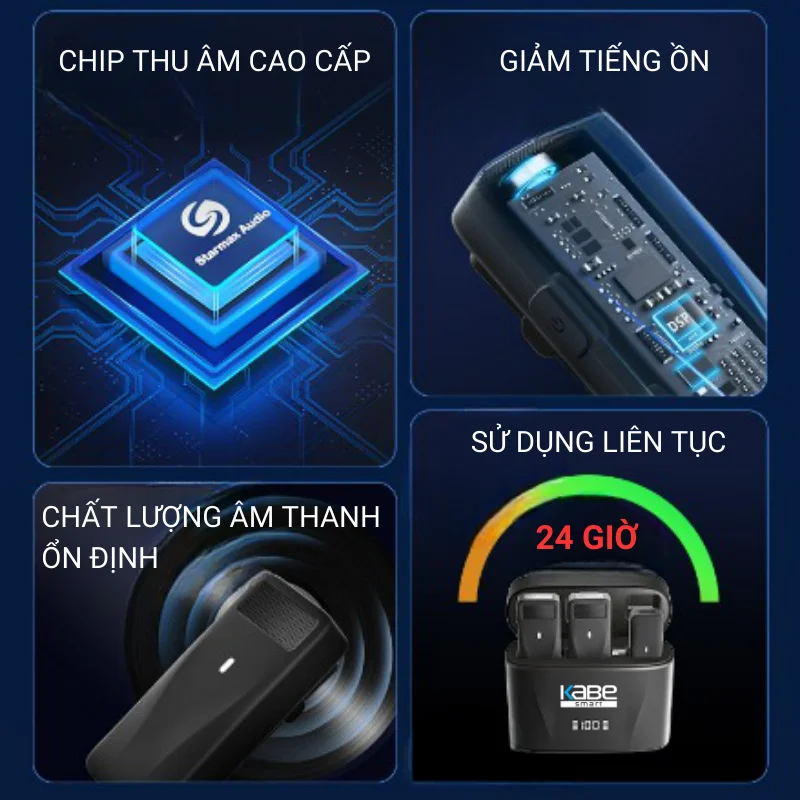 Micro thu âm không dây cài áo lọc tiếng ồn Livestream / Quay video / Ghi âm - KB M6 Pro - Hình ảnh 7